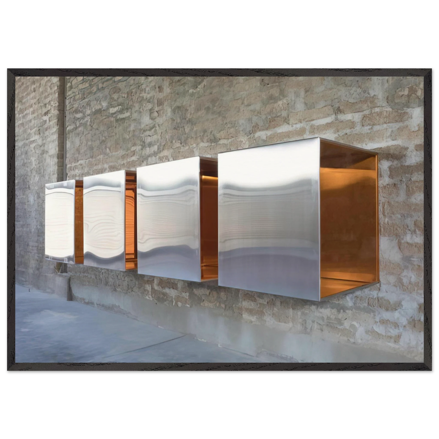 Untitled First Multi-Unit Work - 1966 - Donald Judd Framed Art Print – Black Wooden Frame - Default Title - -Framed Art Print