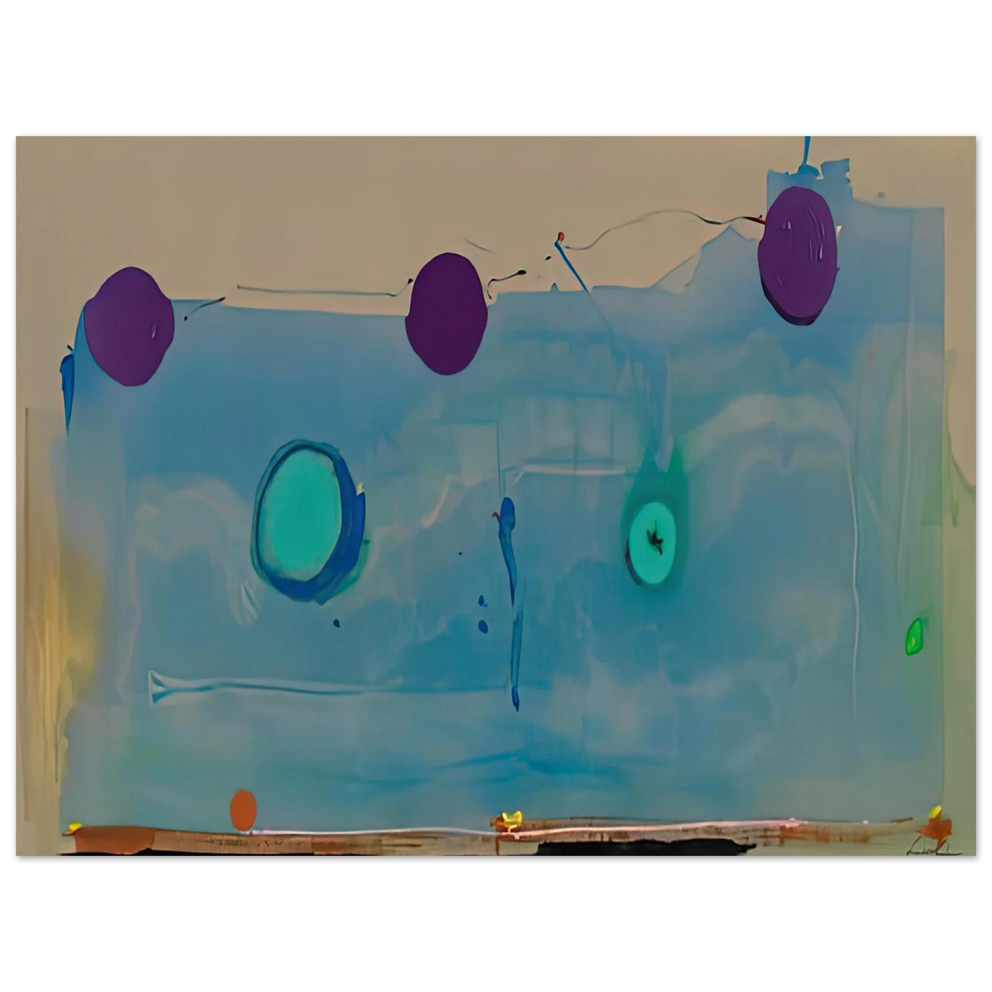 Helen Frankenthaler - Water Shadows, 1988- Wall Art - 21x29.7 cm / 8x12" - Premium Wooden Framed Poster With Fine Art Paper - White frame