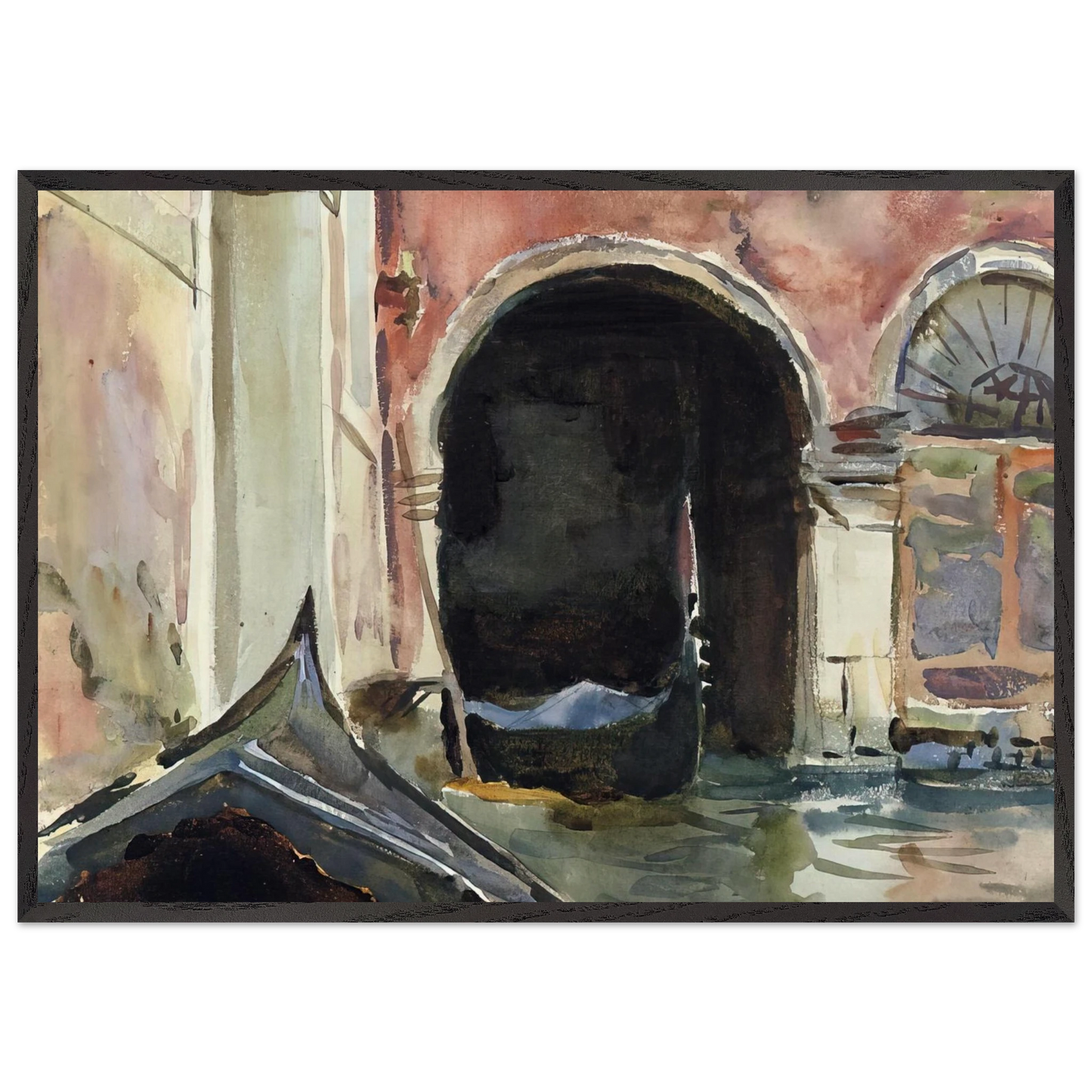 Venetian Canal - John Singer Sargent 70x100 cm / 28x40 inches Framed Art Print – Black Wooden Frame