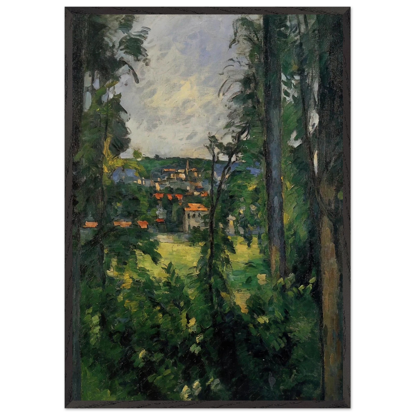 Auvers View from Nearby - Paul Cezanne 70x100 cm / 28x40 inches Framed Art Print – Black Wooden Frame