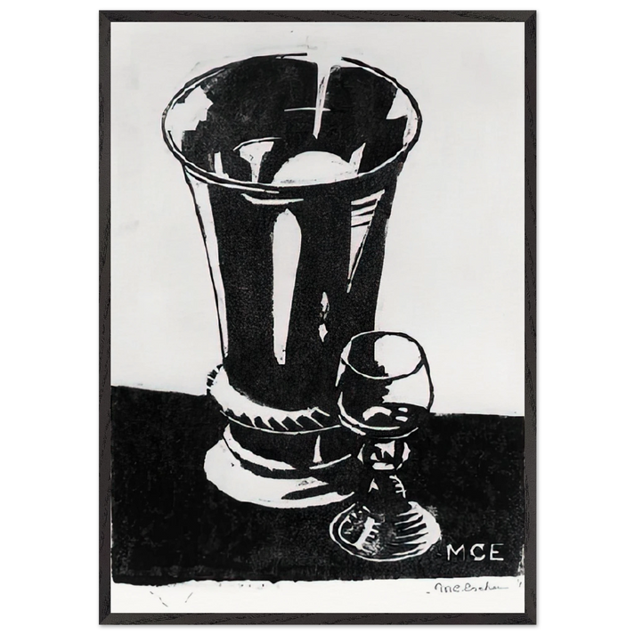 STILL LIFE 1917 - MC Escher 70x100 cm / 28x40 inches Framed Art Print – Black Wooden Frame | Maurits Cornelis Escher Prints