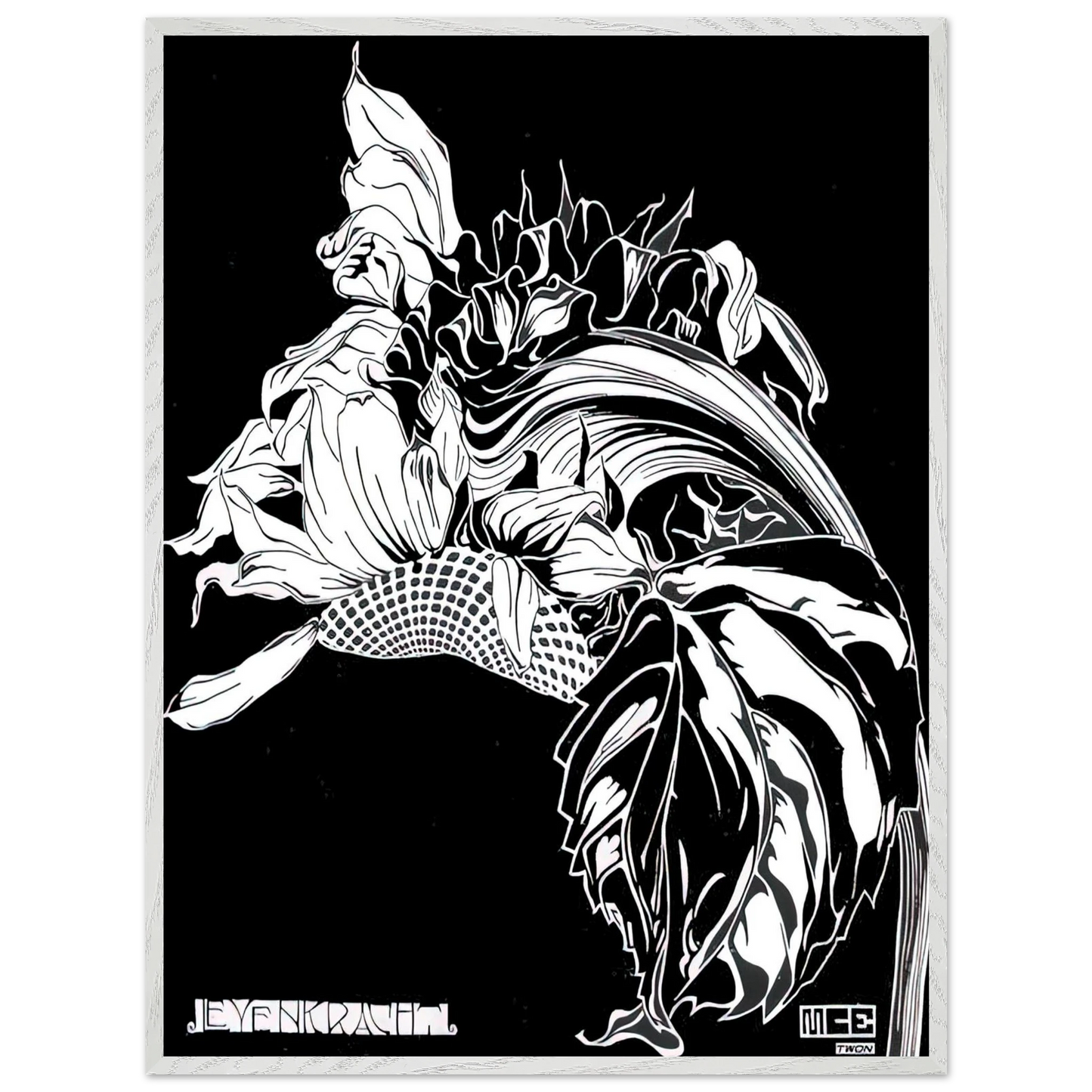 MC Escher - LIFE FORCE Wall Art - 60x80 cm / 24x32 inches - Premium Wooden Framed Poster With Fine Art Paper - Wood frame