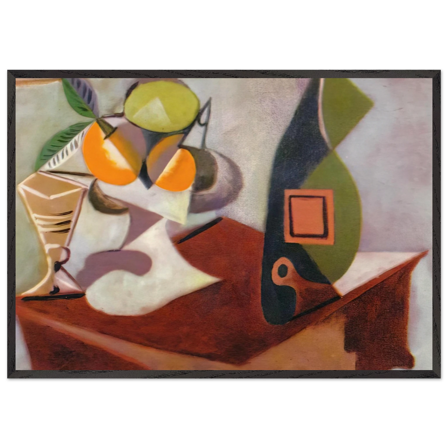 Still life with lemon and oranges - Pablo Picasso 70x100 cm / 28x40 inches Framed Art Print – Black Wooden Frame
