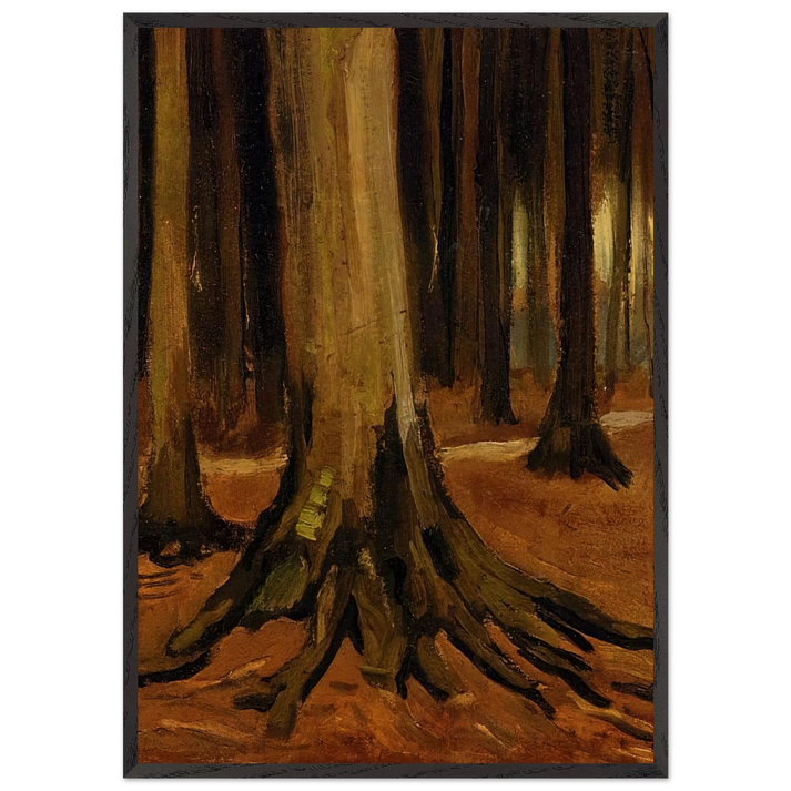 Girl in the Woods - Vincent van Gogh 70x100 cm / 28x40 inches Framed Art Print – Black Wooden Frame