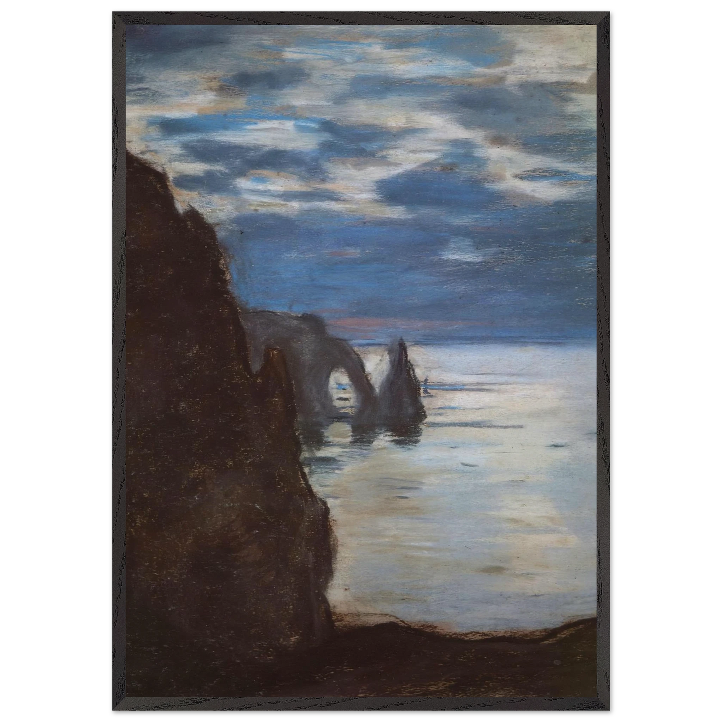 Etretat the Needle Rock and Porte dAval - claude monet Framed Art Print – Black Wooden Frame - Default Title - -Framed Art Print