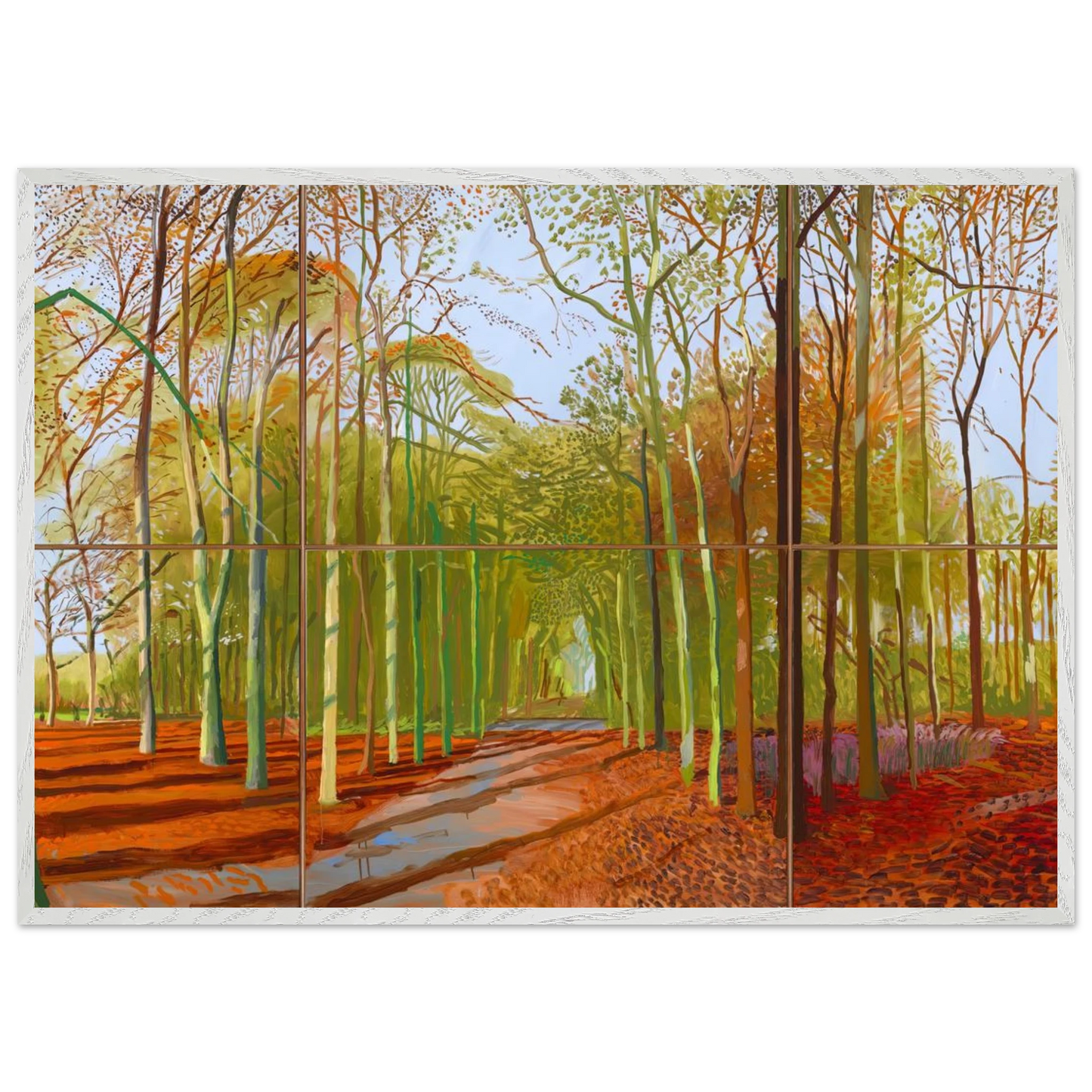 David Hockney - Woldgate Woods, 21, 23 & 29 November 2006 - 60x90 cm / 24x36 inches - Premium Wooden Framed Poster With Fine Art Paper-canvas - Black frame
