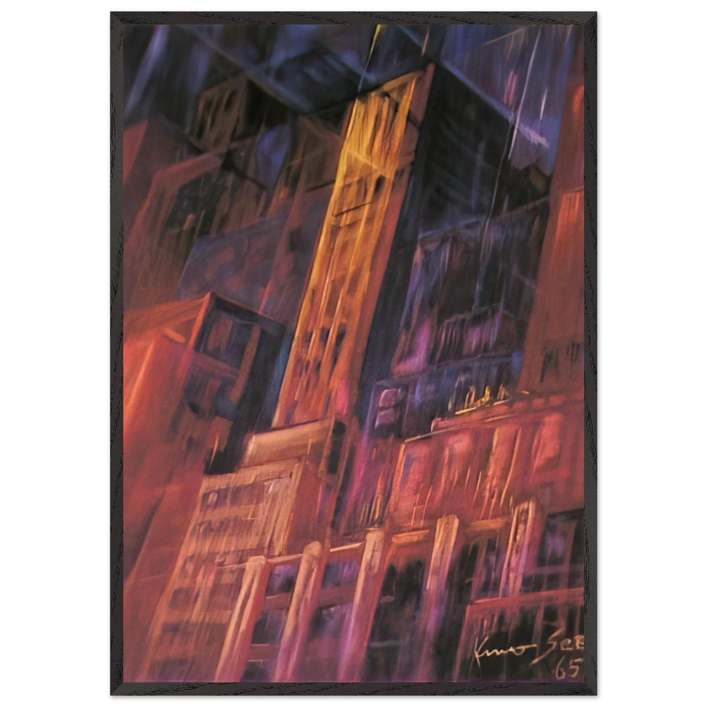 Untitled - 1965 N5 - Konrad Zuse 70x100 cm / 28x40 inches Framed Art Print – Black Wooden Frame