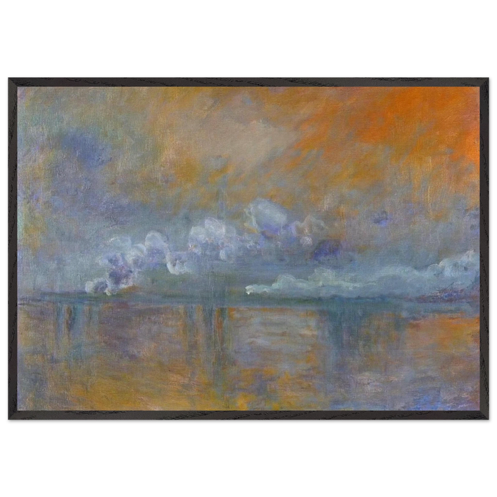 Charing Cross Bridge 02 - claude monet 70x100 cm / 28x40 inches Framed Art Print – Black Wooden Frame