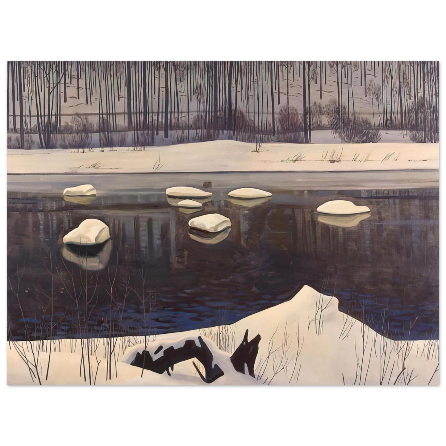 Rockwell Kent - Au Sable River, Winter, Adirondacks Fine Art Poster - Default Title