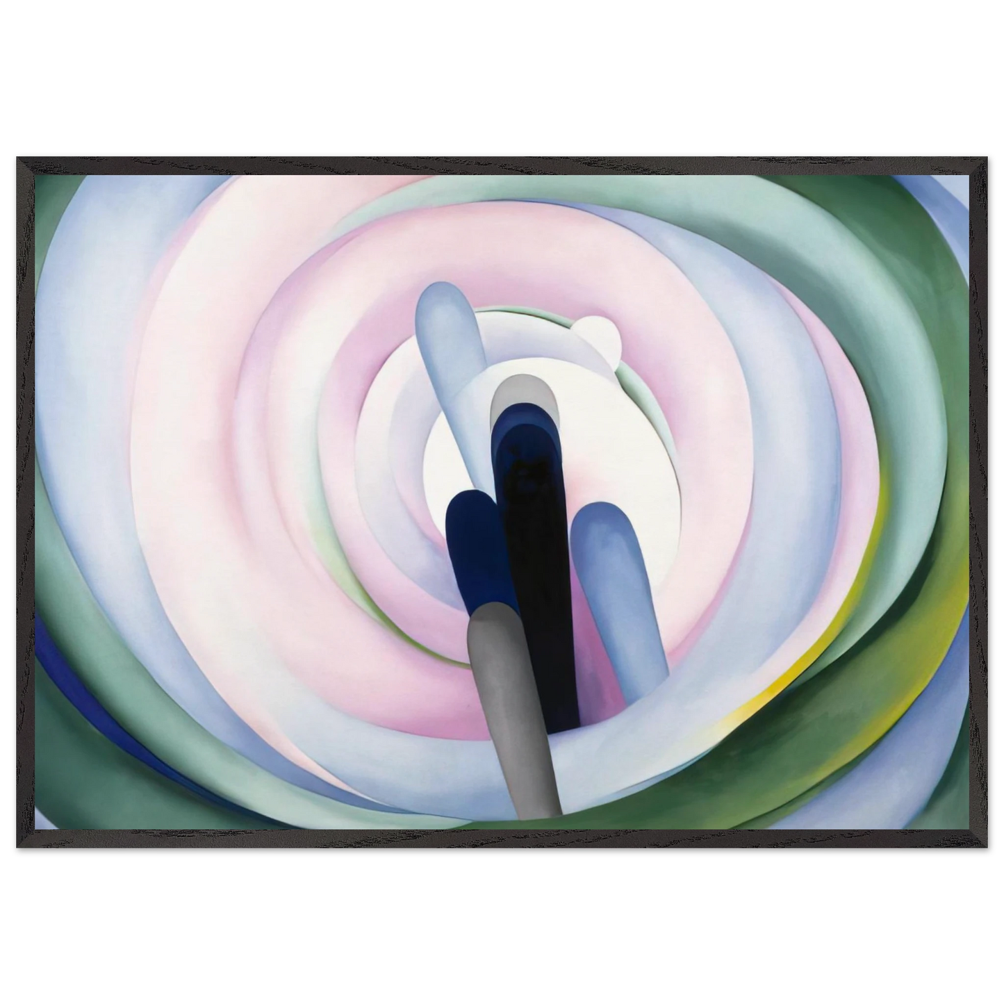 Grey Blue and Black Pink Circle - Georgia OKeeffe 70x100 cm / 28x40 inches Framed Art Print – Black Wooden Frame