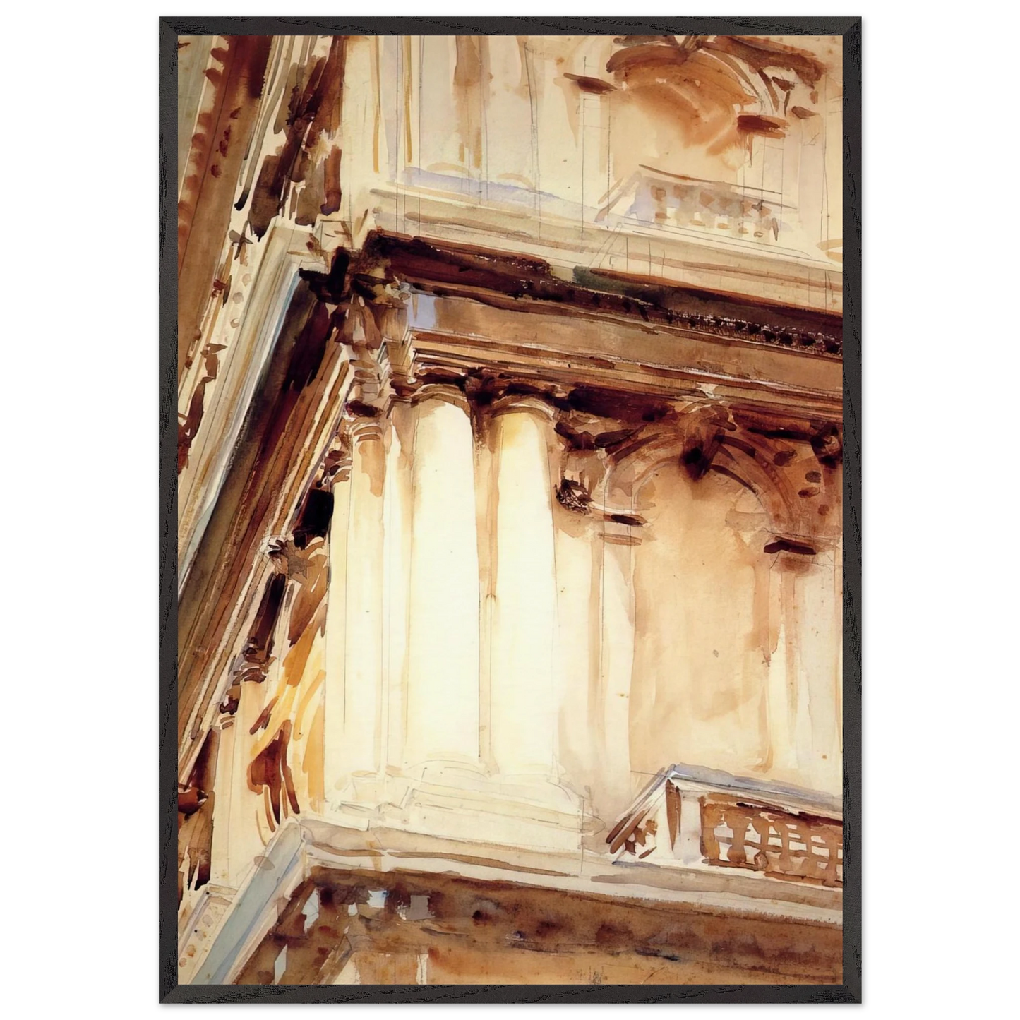 Palazzo Corner della Ca Grande - John Singer Sargent 70x100 cm / 28x40 inches Framed Art Print – Black Wooden Frame