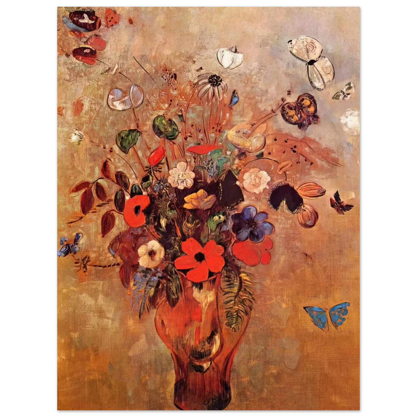 Odilon Redon - VASE WITH FLOWERS AND BUTTERFLIES Fine Art Poster - Default Title