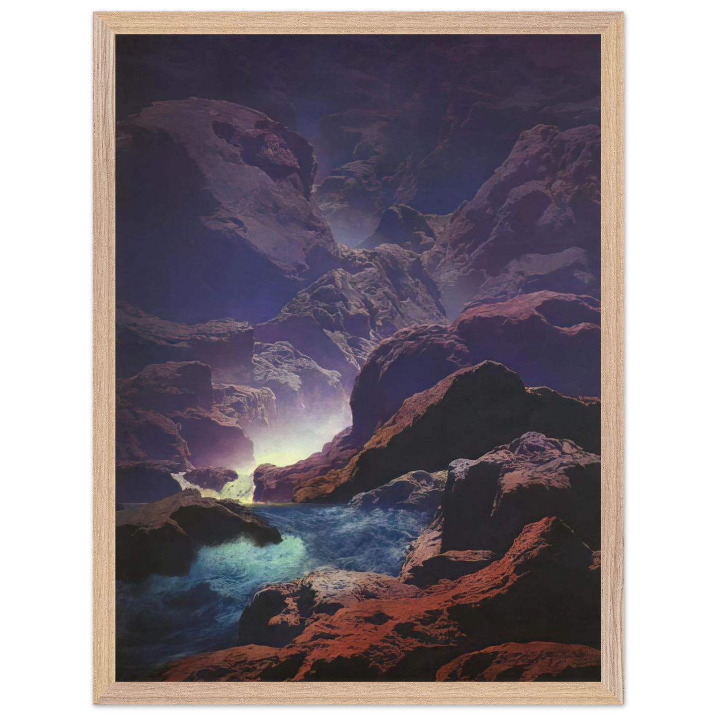 Maxfield Parrish - Moonlight Wall Art - 30x40 cm / 12x16 inches - Premium Wooden Framed Poster With Fine Art Paper-canvas - White frame