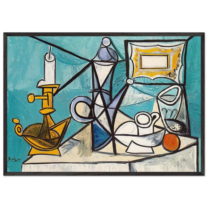 Still life with lamp - 1944 - Pablo Picasso 70x100 cm / 28x40 inches Framed Art Print – Black Wooden Frame
