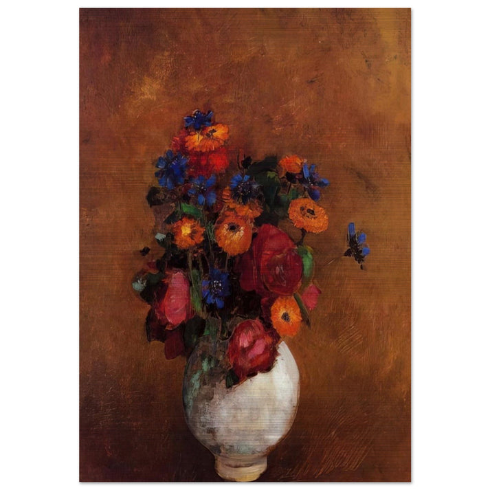BOUQUET OF FLOWERS IN A WHITE VASE - Odilon Redon Brushed Aluminum Print - 70x100 cm / 28x40 inches | Odilon Redon Aluminum Print | Odilon Redon Prints