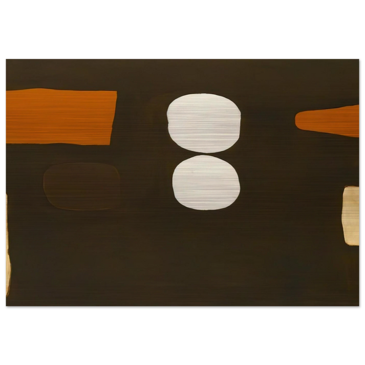 Dark Brown, Orange and White - 1963 - William Scott Brushed Aluminum Print - 70x100 cm / 28x40 inches | William Scott Aluminum Print | William Scott Prints