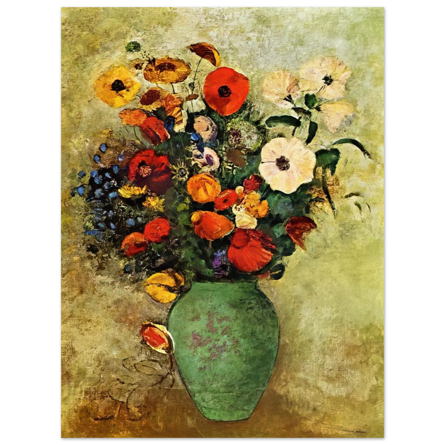 Odilon Redon - BOUQUET OF FLOWERS IN A GREEN VASE Fine Art Poster - Default Title