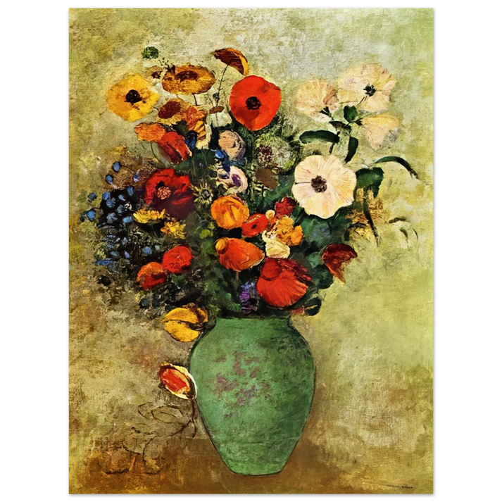 Odilon Redon - BOUQUET OF FLOWERS IN A GREEN VASE 75x100 cm / 30x40inches Fine Art Poster