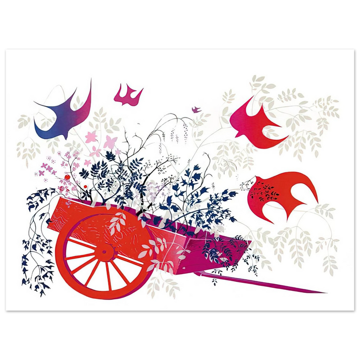 Eyvind Earle - Red Wagon & Foliage 75x100 cm / 30x40inches Fine Art Poster