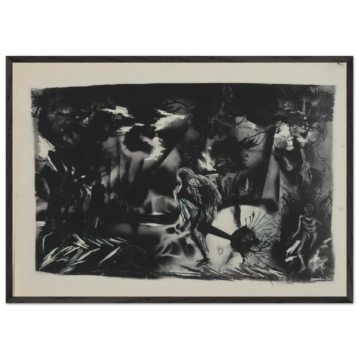 FIGURES IN A LANDSCAPE - Jackson Pollock 70x100 cm / 28x40 inches Framed Art Print – Black Wooden Frame