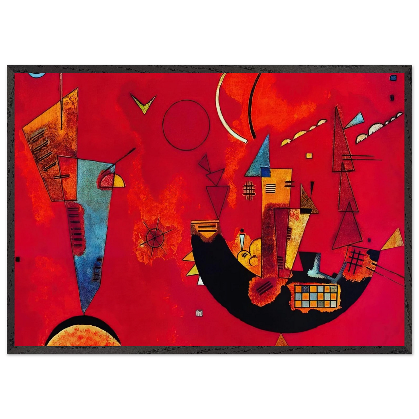 MIT UND GEGEN 1929 - Wassily Kandinsky 70x100 cm / 28x40 inches Framed Art Print – Black Wooden Frame