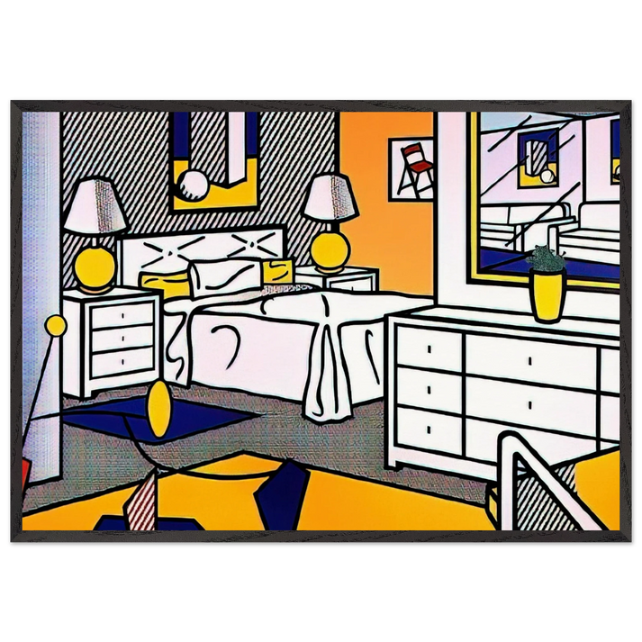 INTERIOR WITH MOBILE 1992 - Roy Lichtenstein 70x100 cm / 28x40 inches Framed Art Print – Black Wooden Frame