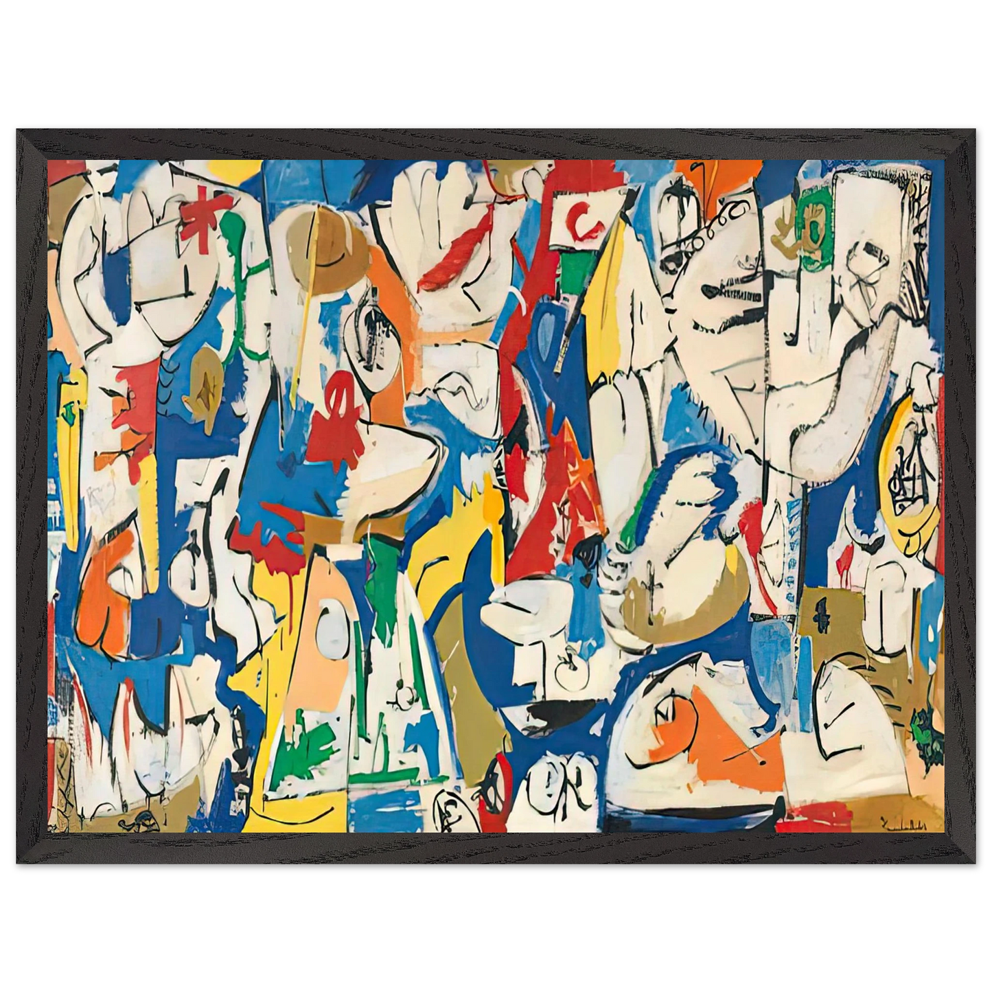 Helen Frankenthaler - The Jugglers, 1951- Wall Art - 60x80 cm / 24x32 inches - Premium Wooden Framed Poster With Fine Art Paper - Black frame