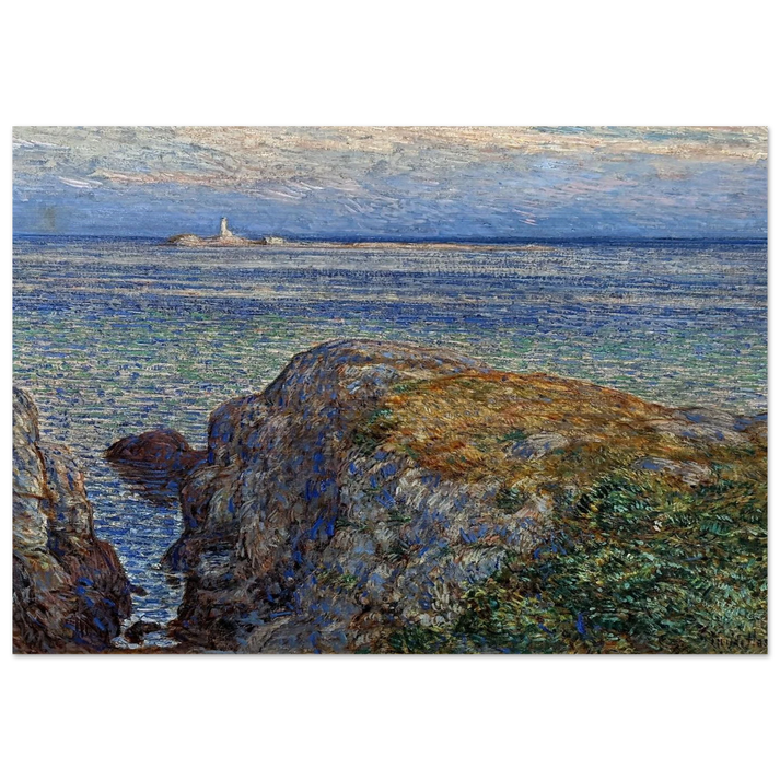 White island light isles of shoals at sundown - Childe Hassam Brushed Aluminum Print - 70x100 cm / 28x40 inches | Childe Hassam Aluminum Print | Childe Hassam Prints