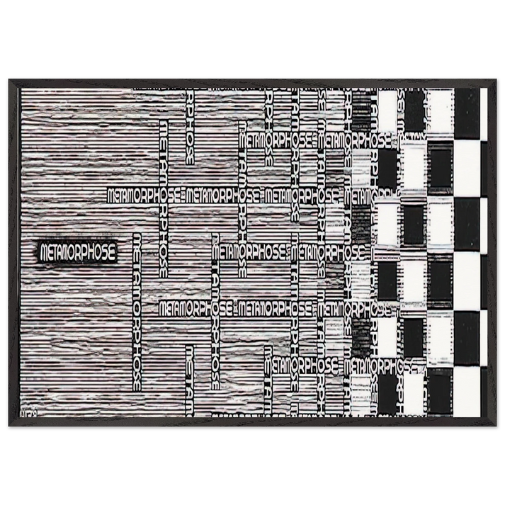METAMORPHOSIS II EXCERPT 1 - MC Escher 70x100 cm / 28x40 inches Framed Art Print – Black Wooden Frame | Maurits Cornelis Escher Prints