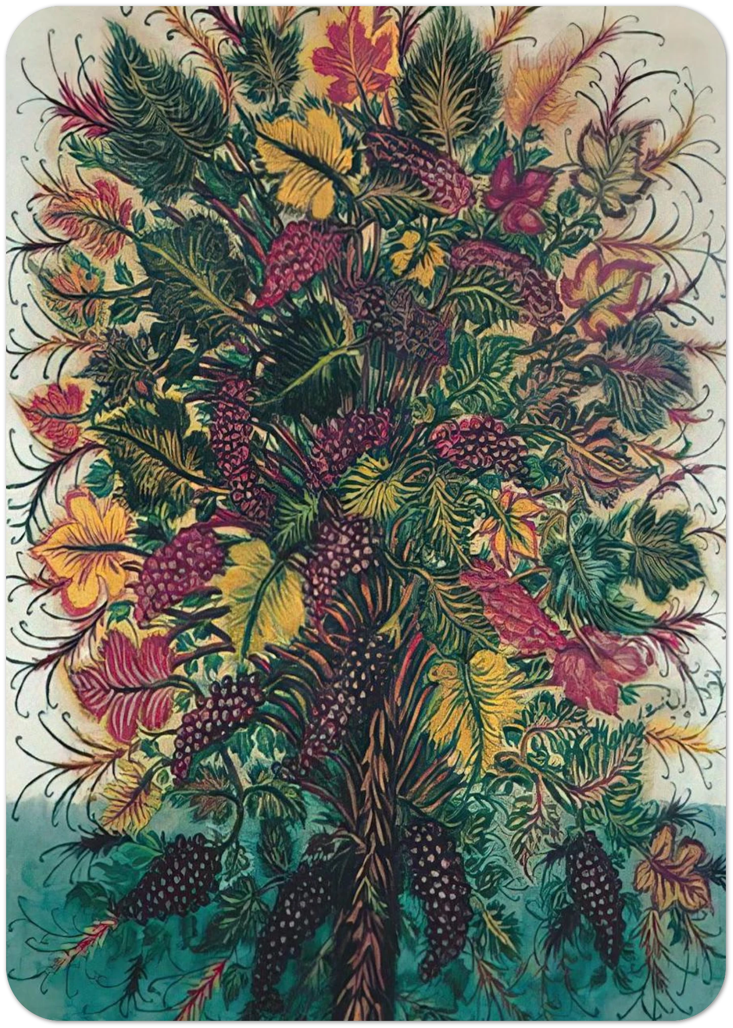 Les Grappes de Raisin - 1930 By Seraphine Louis Pack of 10 Post Cards | Seraphine Louis Post Cards | A6 (10.5 x 14.8 cm) - 4.1 x 5.8 inches