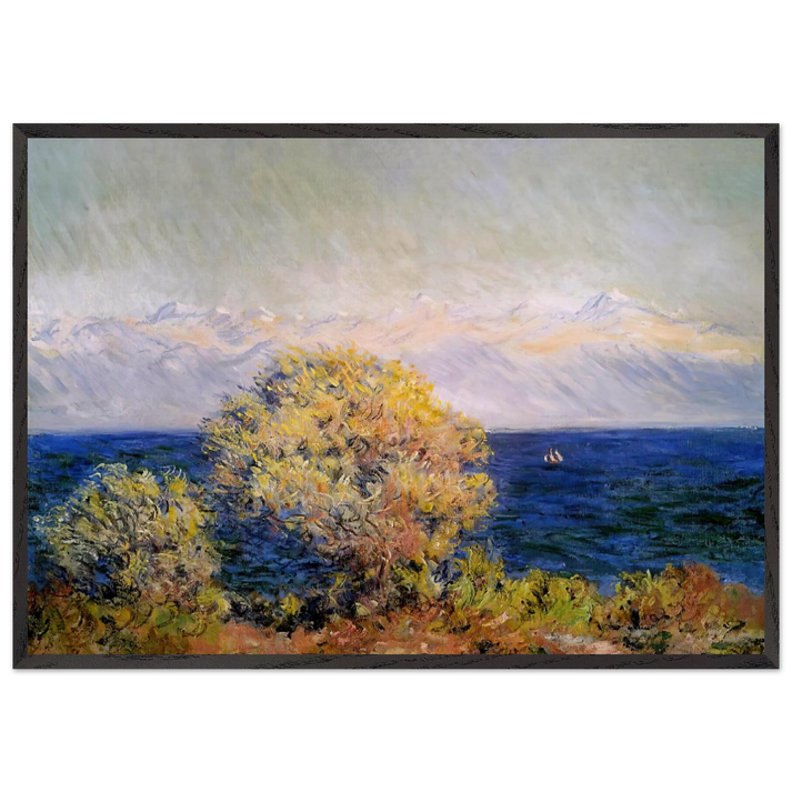 At Cap dAntibes Mistral Wind - claude monet 70x100 cm / 28x40 inches Framed Art Print – Black Wooden Frame