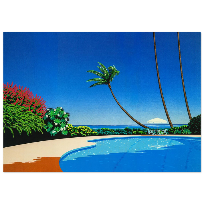 Hiroshi Nagai - Shade of Palm Grove II Wall Art - 60x80 cm / 24x32 inches - Premium Wooden Framed Poster With Fine Art Paper - Wood frame