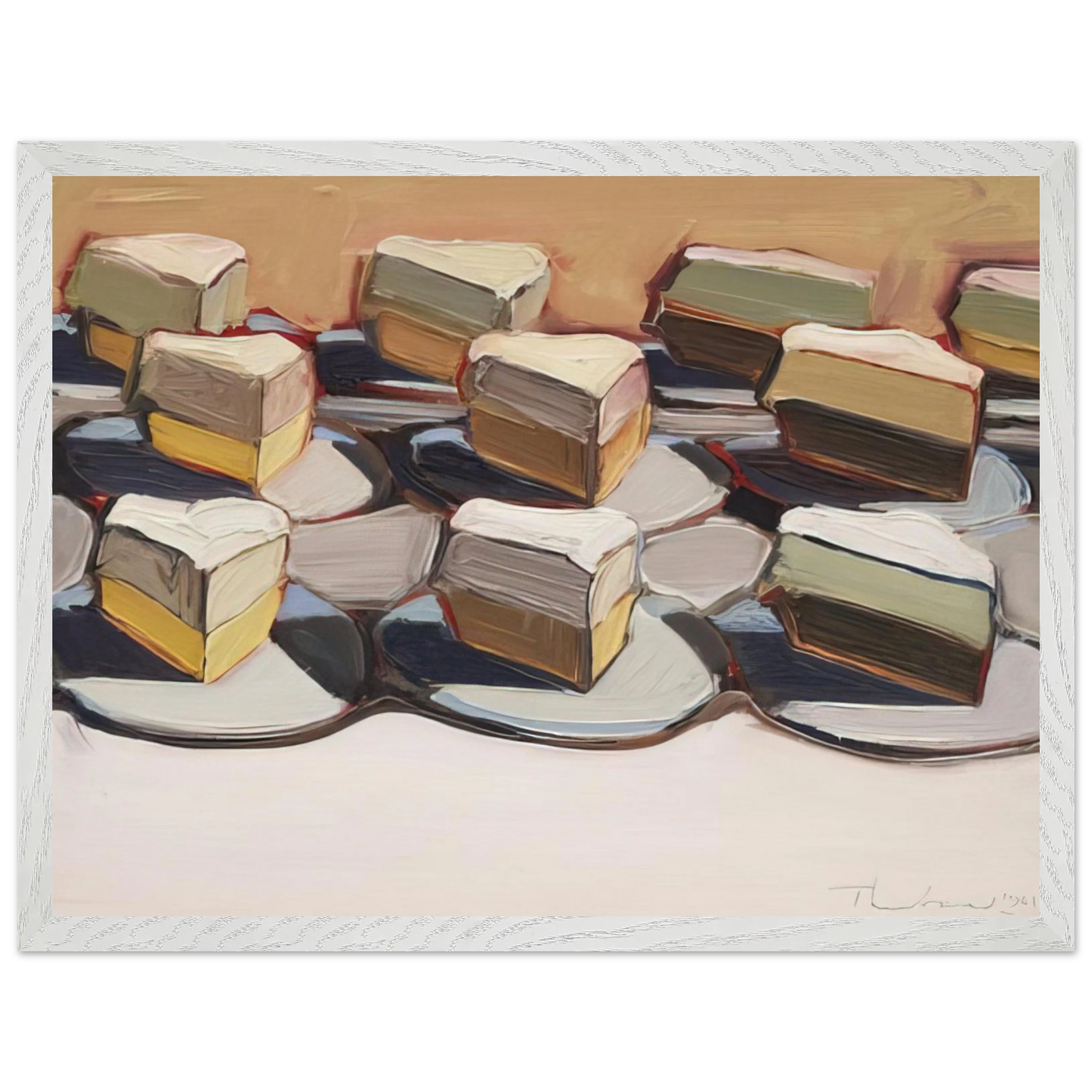 Wayne Thiebaud - Cut Meringues - 1961 Wall Art - 60x80 cm / 24x32 inches - Premium Wooden Framed Poster With Fine Art Paper - Wood frame