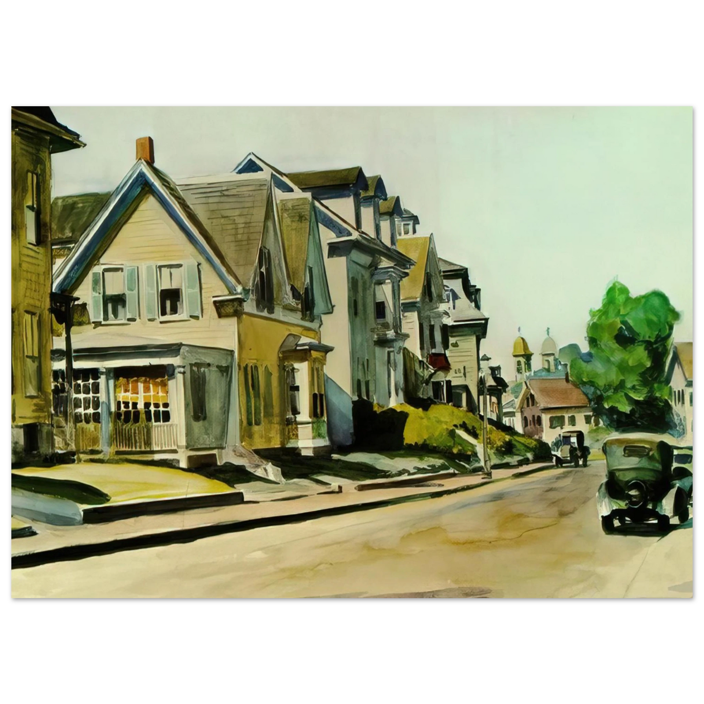 Edward Hopper - Sun on Prospect Street Gloucester, Massachusetts Fine Art Poster - 40x60 cm / 16x24 inches
