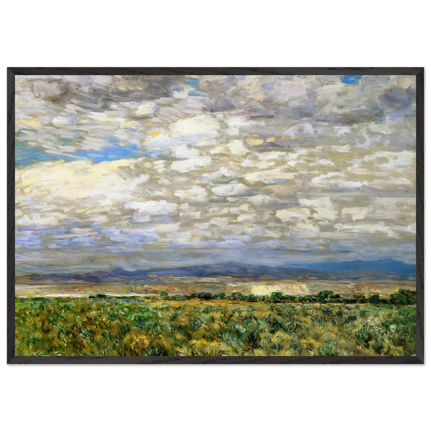 On the Snake River Oregon - Childe Hassam 70x100 cm / 28x40 inches Framed Art Print – Black Wooden Frame