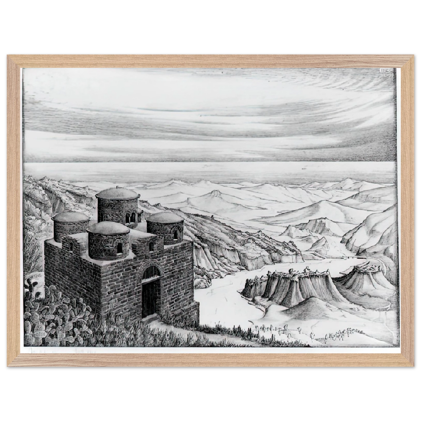 MC Escher - CATTOLICA OF STILO CALABRIA 1930 Wall Art - 60x80 cm / 24x32 inches - Premium Wooden Framed Poster With Fine Art Paper-canvas - Wood frame