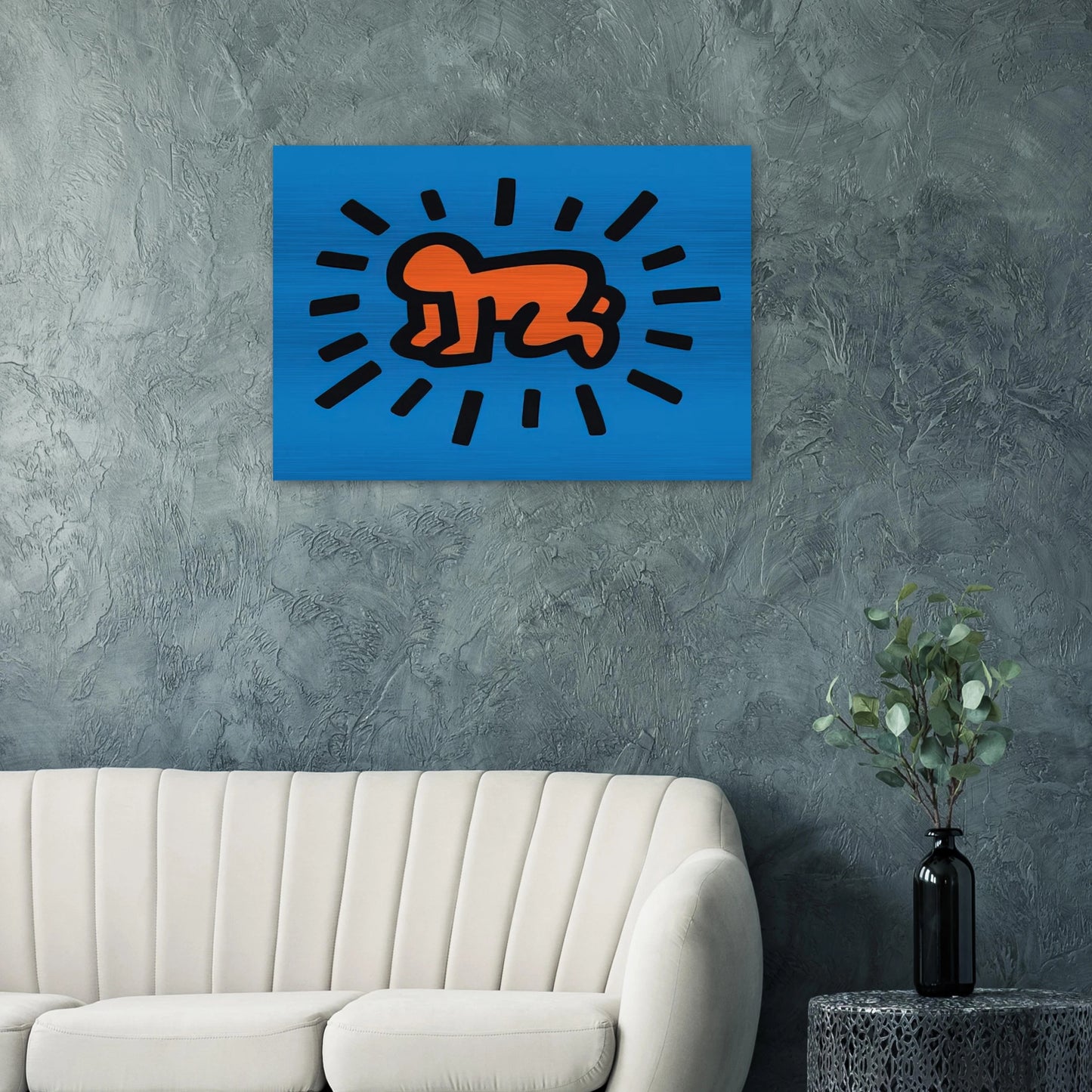 RADIANT BABY FROM ICONS SERIES 1990 - Keith Haring Brushed Aluminum Print - 70x100 cm / 28x40 inches | Keith Haring Aluminum Print | Keith Haring Prints