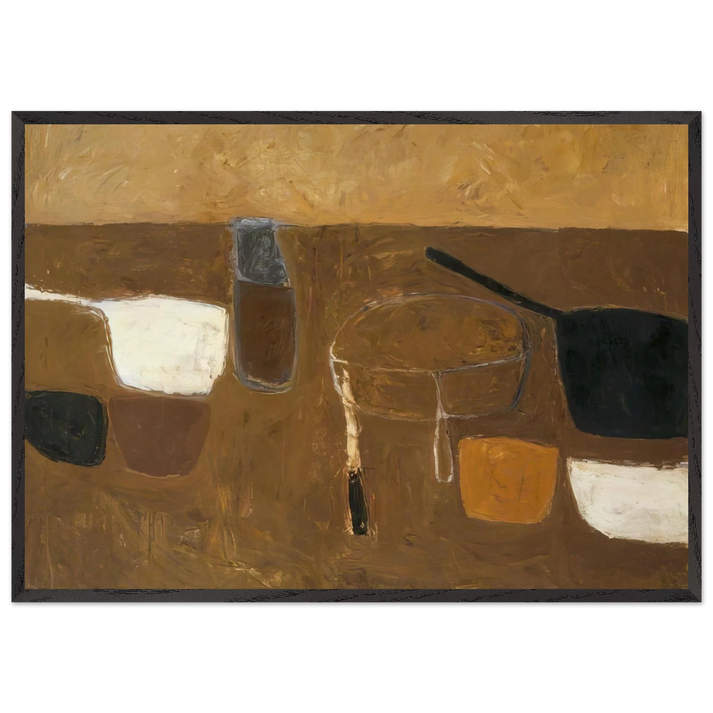 Brown Still Life - 1957 - William Scott 70x100 cm / 28x40 inches Framed Art Print – Black Wooden Frame