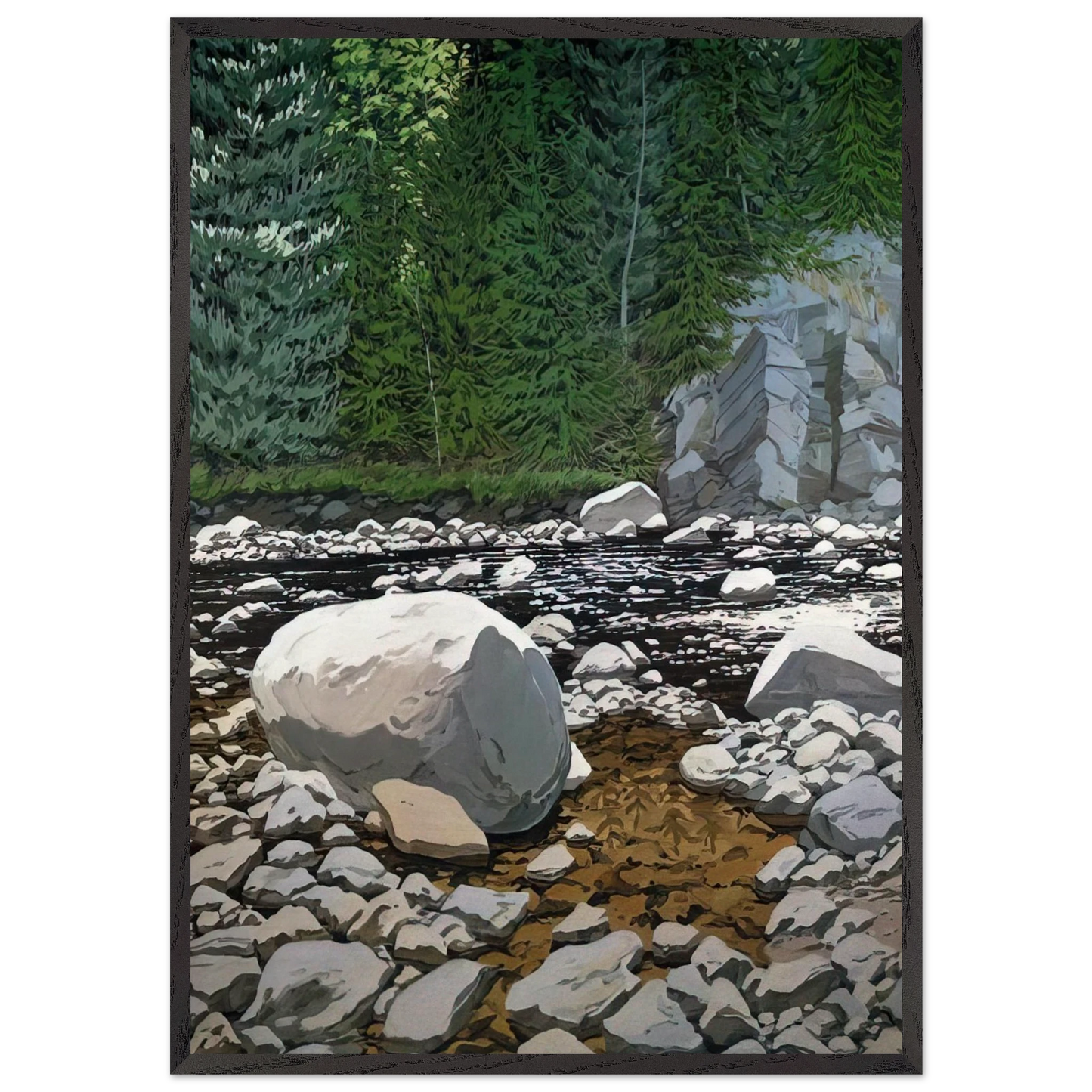 Lower Ducktrap - 1978 - Neil Welliver 70x100 cm / 28x40 inches Framed Art Print – Black Wooden Frame