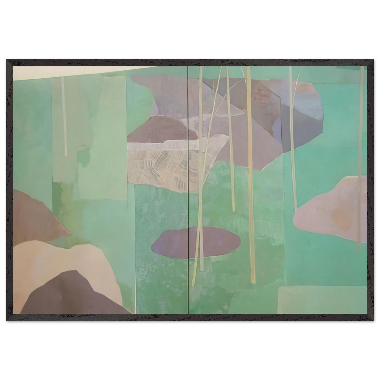 Young Bamboo Diptych - Abstract Expressionism - Kenzo Okada Framed Art Print – Black Wooden Frame - Default Title - -Framed Art Print