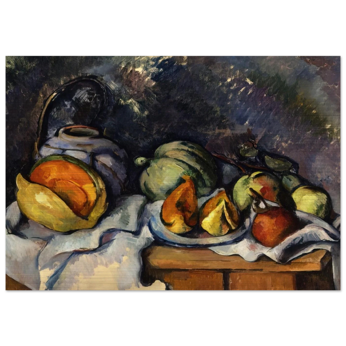 Still Life with Fruit and a Ginger Pot - Paul Cézanne Brushed Aluminum Print - 70x100 cm / 28x40 inches | Paul Cézanne Aluminum Print | Paul Cézanne Prints