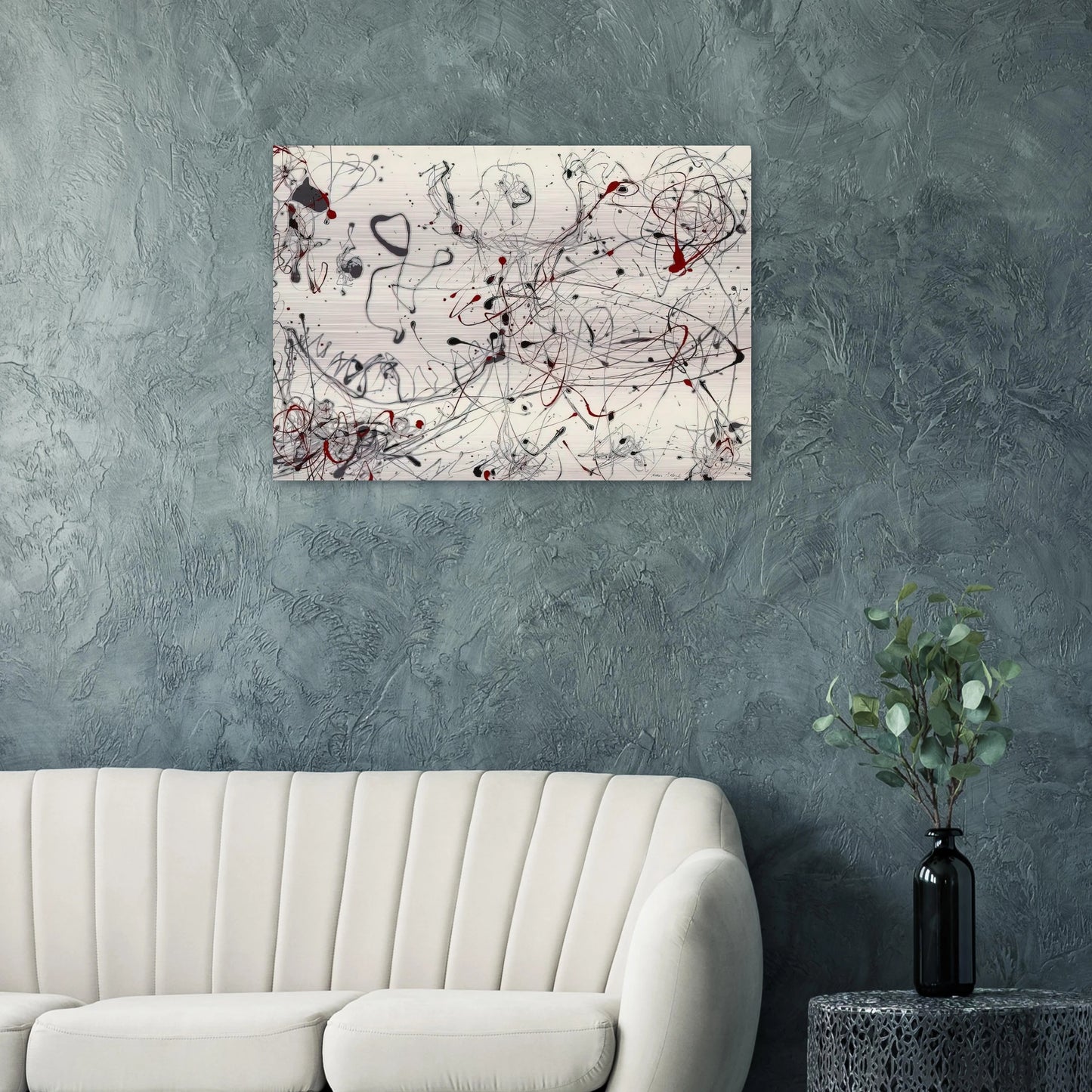 NUMBER 4 GRAY AND RED 1948 - Jackson Pollock Brushed Aluminum Print - 70x100 cm / 28x40 inches | Jackson Pollock Aluminum Print | Jackson Pollock Prints