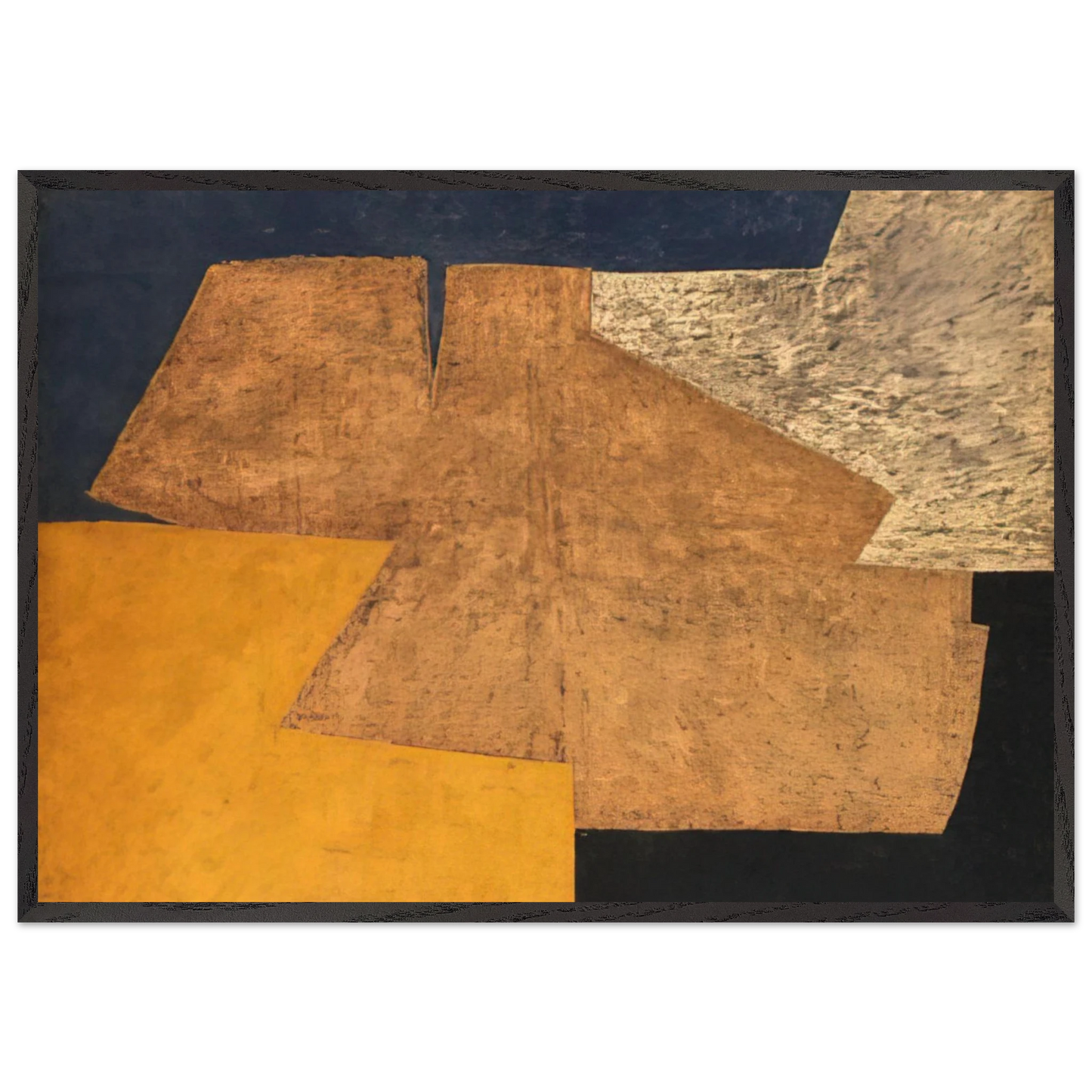 Composition jaune mauve bleu et noir La table dor - 1952 - Serge Poliakoff 70x100 cm / 28x40 inches Framed Art Print – Black Wooden Frame