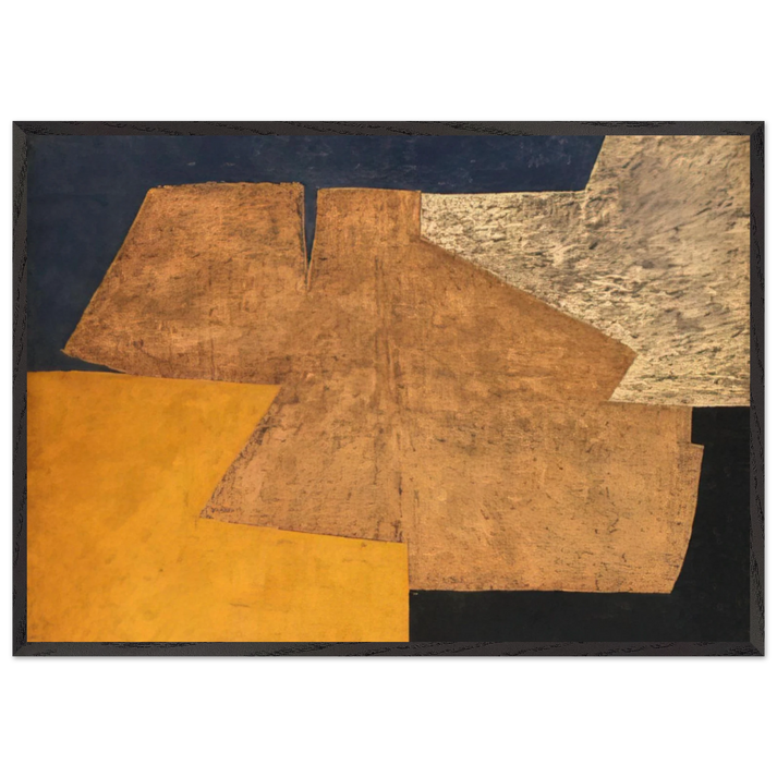 Composition jaune mauve bleu et noir La table dor - 1952 - Serge Poliakoff 70x100 cm / 28x40 inches Framed Art Print – Black Wooden Frame