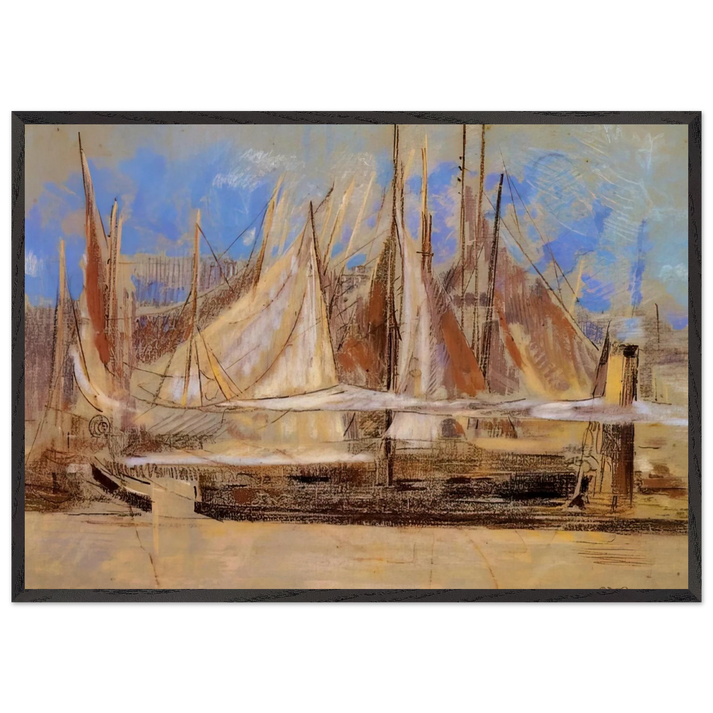 YACHTS AT ROYAN 1902 - Odilon Redon 70x100 cm / 28x40 inches Framed Art Print – Black Wooden Frame