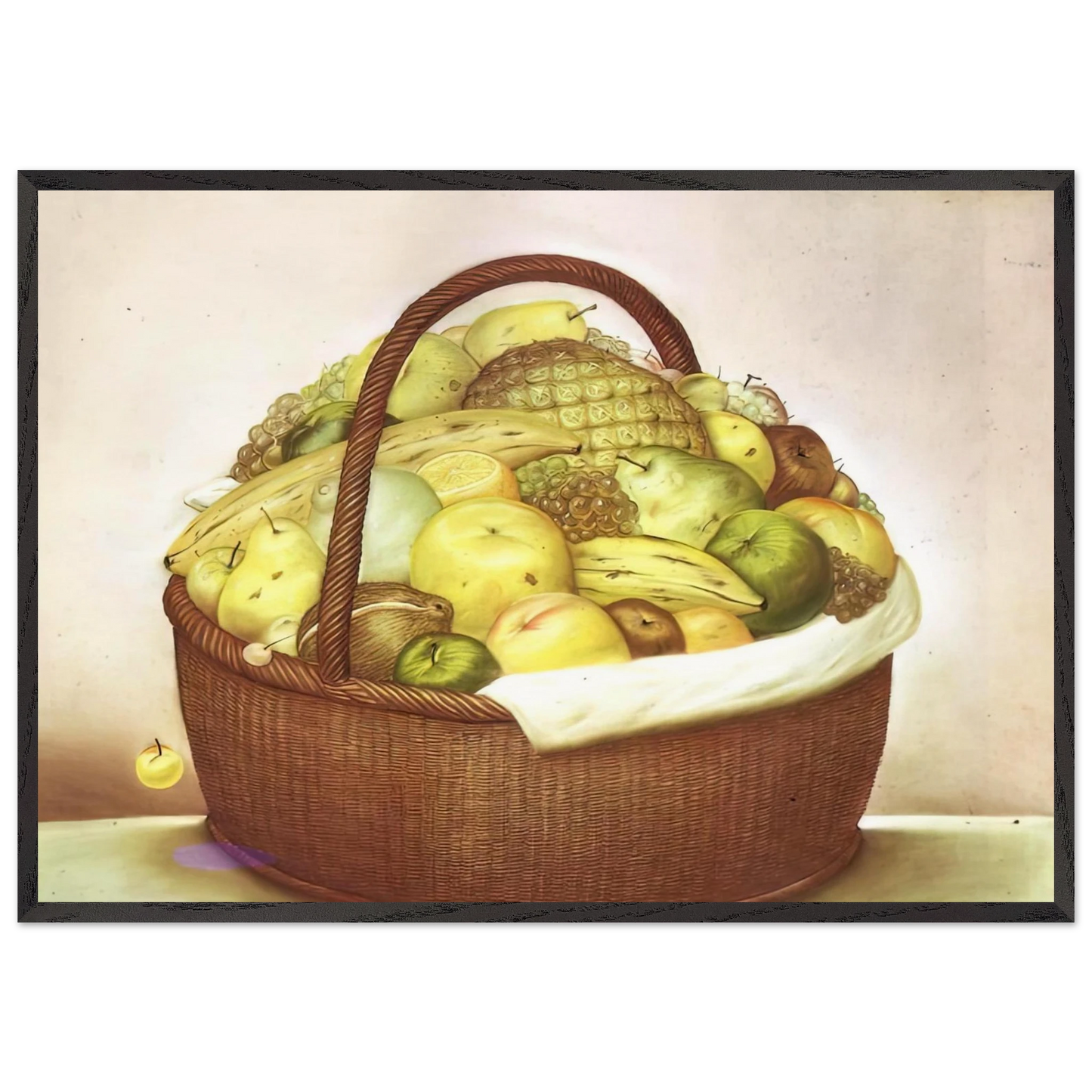 FRUIT BASKET - Fernando Botero 70x100 cm / 28x40 inches Framed Art Print – Black Wooden Frame