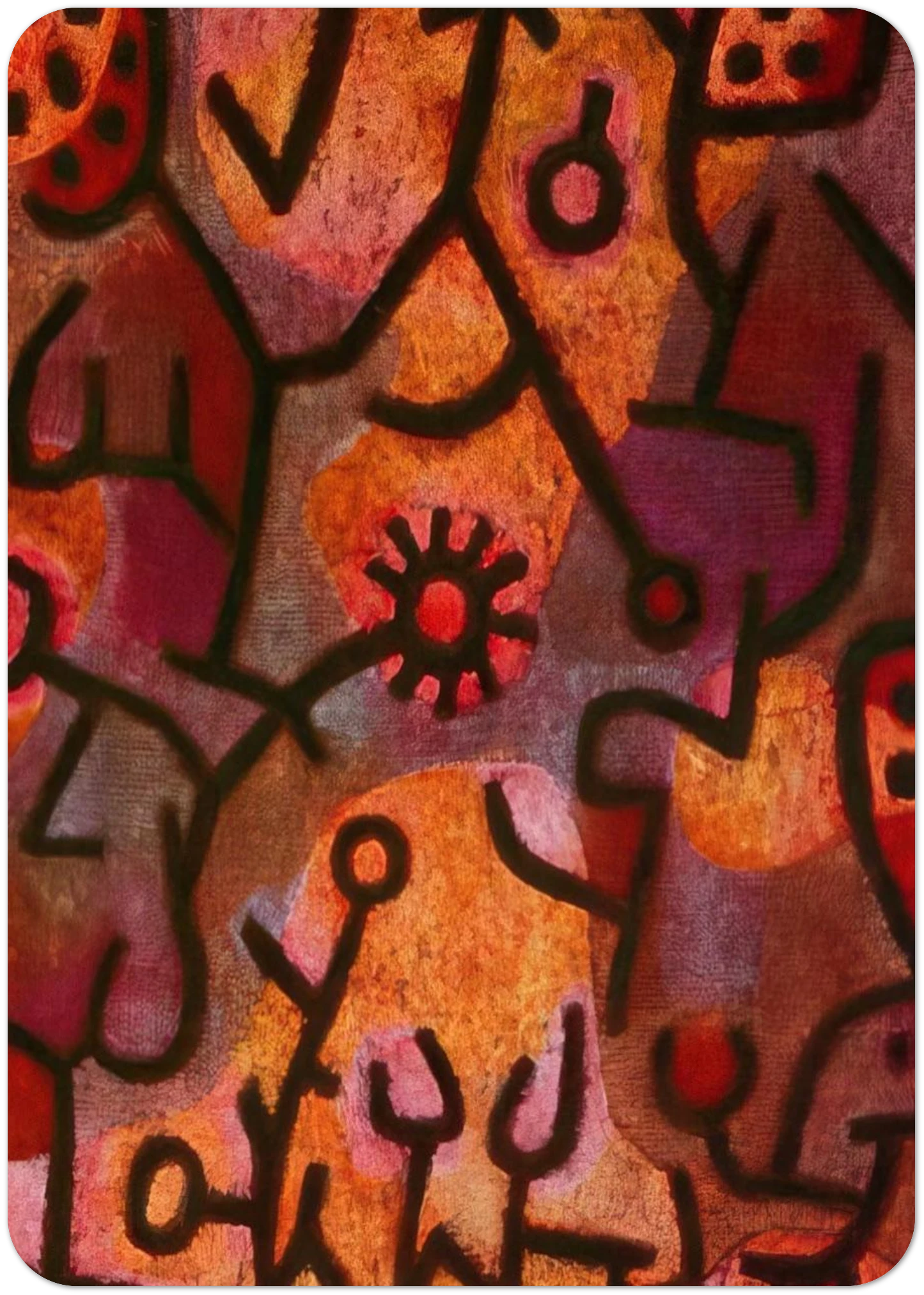 FLORA ON ROCKS SUN 1940 By Paul Klee Pack of 10 Post Cards | Paul Klee Post Cards | A6 (10.5 x 14.8 cm) - 4.1 x 5.8 inches