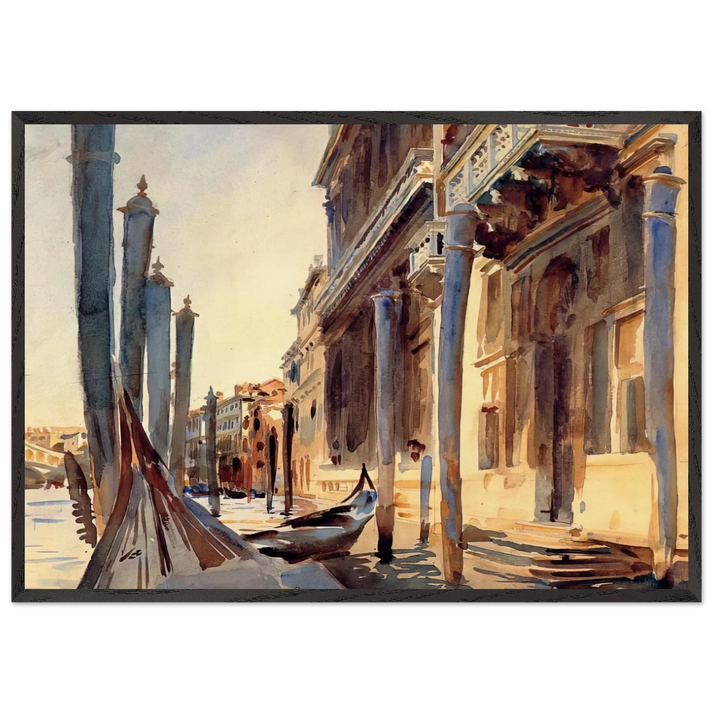 Grand Canal Venice - John Singer Sargent 70x100 cm / 28x40 inches Framed Art Print – Black Wooden Frame