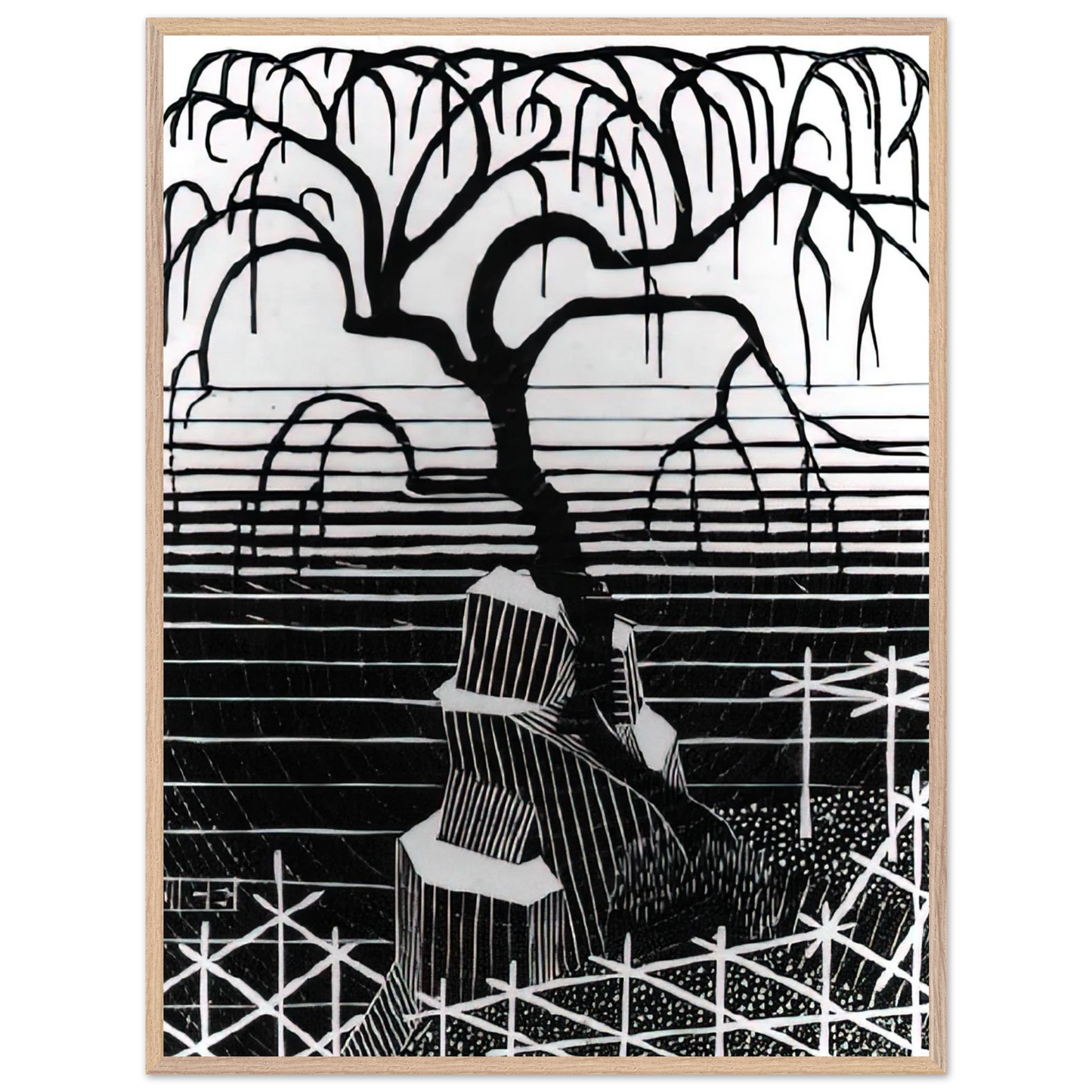 MC Escher - TREE 1926 Wall Art - 30x40 cm / 12x16 inches - Premium Wooden Framed Poster With Fine Art Paper - Wood frame