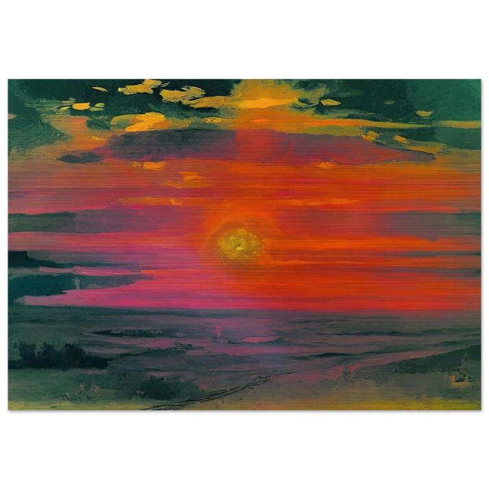 Sunset in the winter. A coast of the sea - Arkhyp Kuindzhi Brushed Aluminum Print - 70x100 cm / 28x40 inches | Arkhyp Kuindzhi Aluminum Print | Arkhyp Kuindzhi Prints